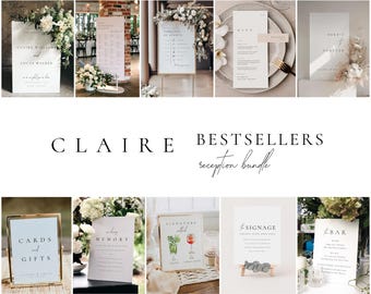 BESTSELLERS Wedding Templates Bundle, Reception Sign Set, Reception Decor Kit - CLAIRE