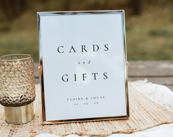 Modern Cards and Gifts Sign Template, Wedding Cards and Gifts Template, Printable Reception Sign Cards & Gifts in Multiple Sizes - Claire