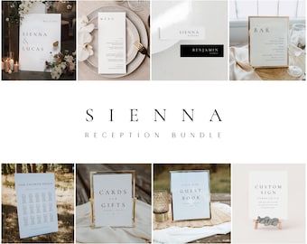 Minimalist Wedding Signs Template Bundle, Printable Modern Wedding Template Set, Wedding Kit, Modern Welcome Sign Template - Sienna Black