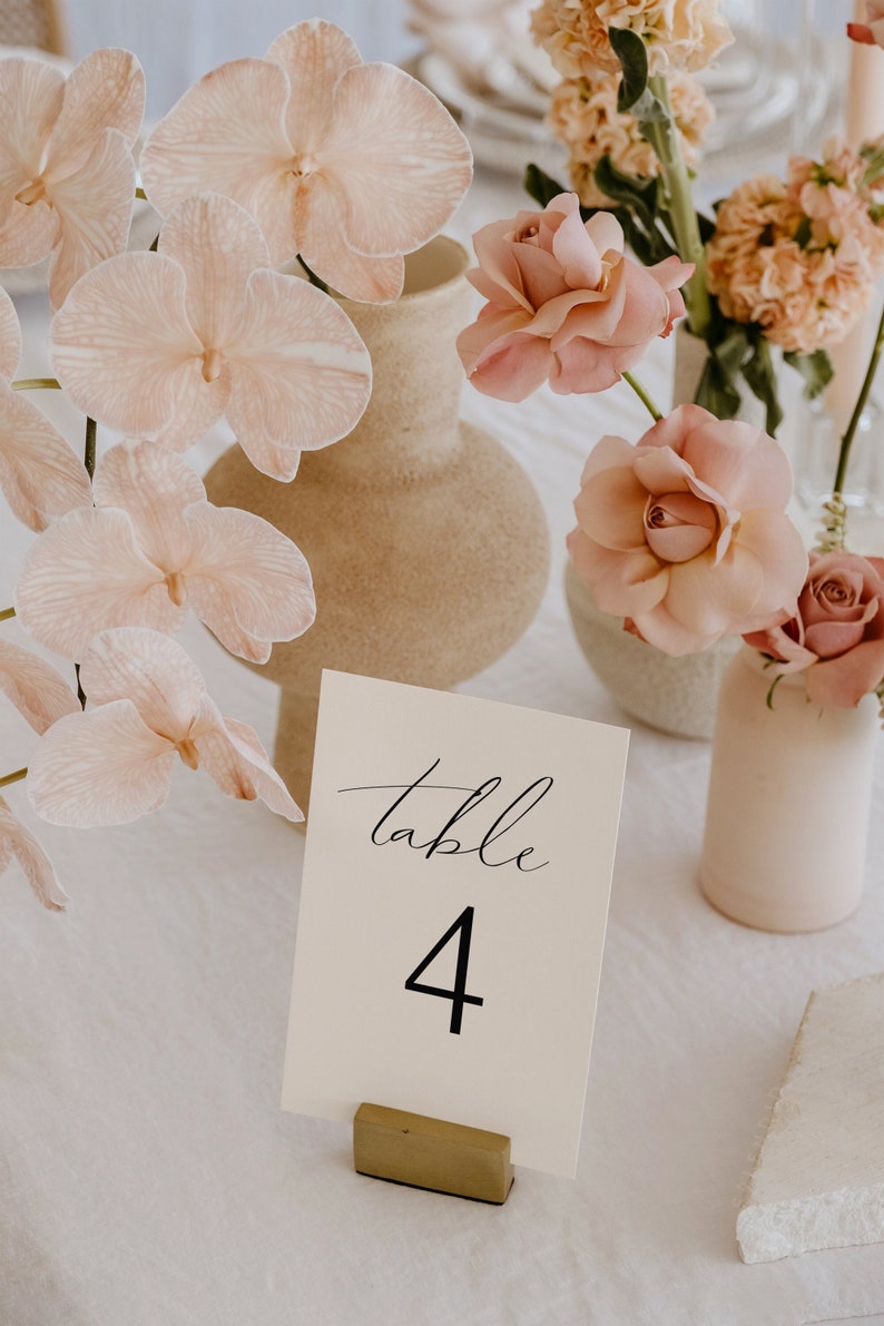 Wedding Table Numbers Template, Printable Table Numbers for Wedding, Elegant Table Numbers, Wedding Printables, Instant Download Audrey image 1