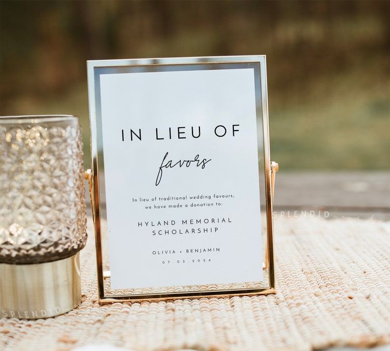 In Lieu of Favors Sign Template, Minimalist Favors Sign, In Lieu of Favours Sign, Modern In Lieu of Favors Sign Template Liv 画像 3