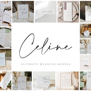 Modern Wedding Invitation Templates Bundle, Modern Invitation Suite Template Bundle, Wedding Invitation Kit Ultimate Editable Set - CELINE