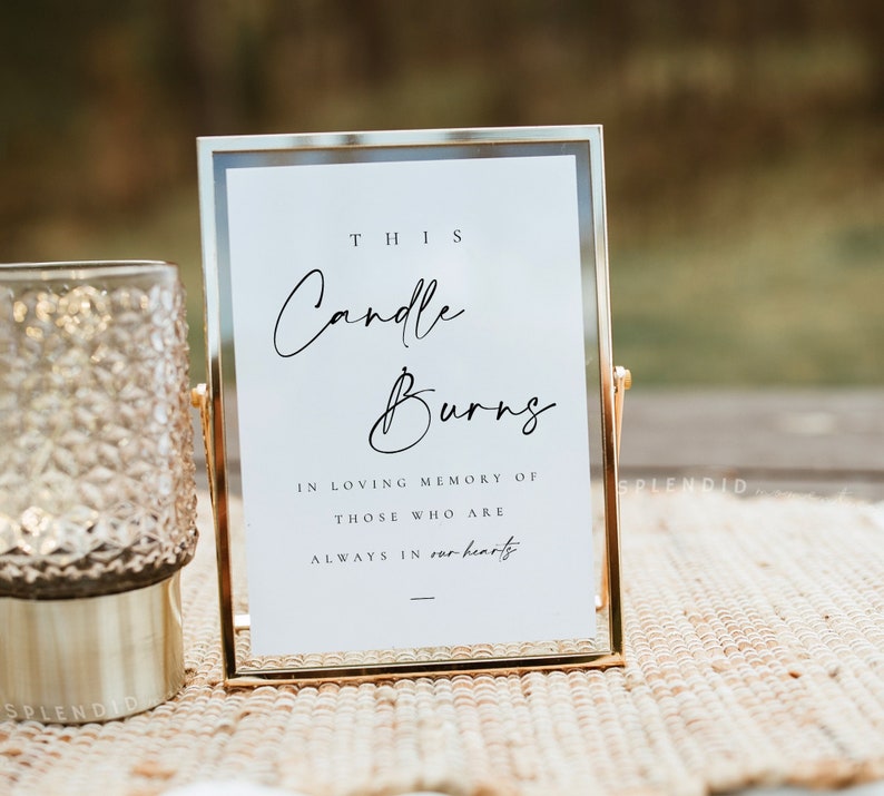 This Candle Burns Sign Template, In Loving Memory Sign Template, In Memory Sign, Memorial Sign, Wedding In Memory Candle Sign Celine image 1