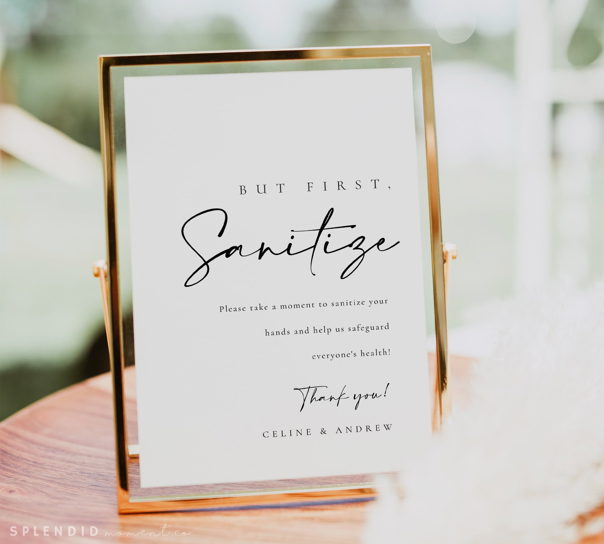 Editable Sanitize Sign Template: Modern Wedding Decor (Digital Download) - Celine