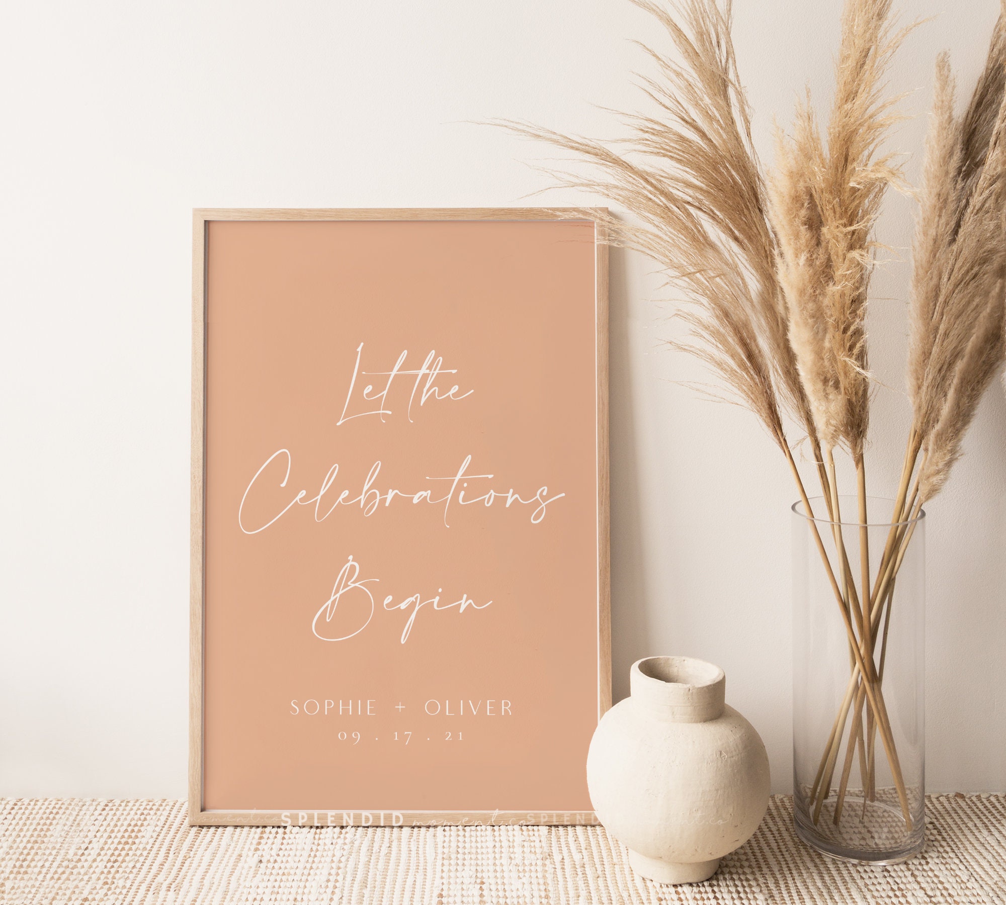 Blush Nude Let the Celebrations Begin Wedding Welcome Sign Template,  Editable Wedding Welcome Sign Template in Papaya Orange Pink Naomi - Etsy  Sweden