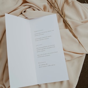 Modern Wedding Menu Folded Menu Template Personalized Menu Food and Modern Wedding Menu Folded Menu Template Personalized Menu Food and