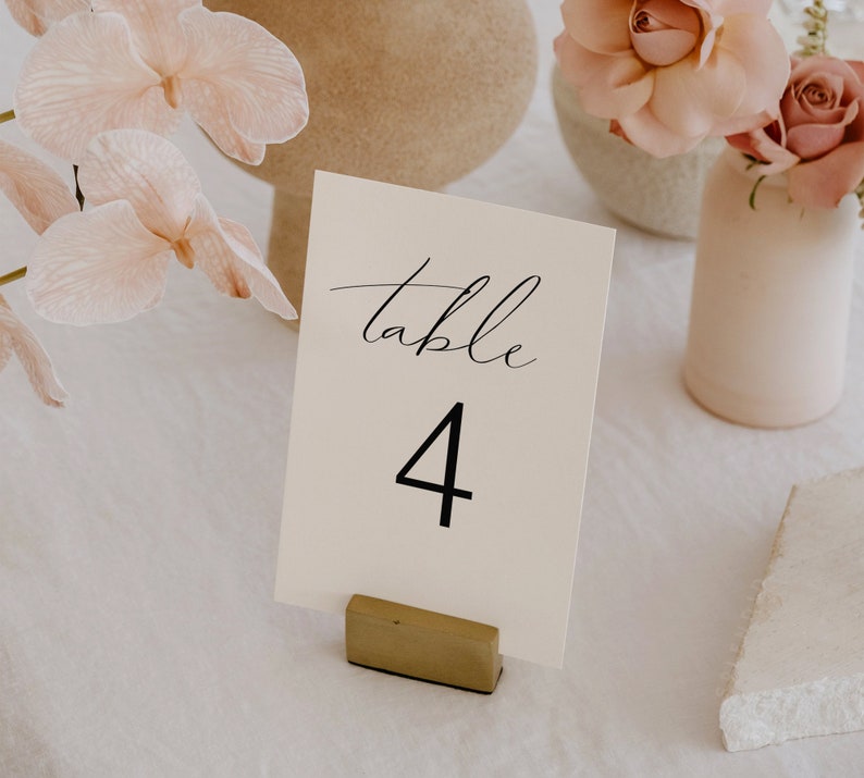 Wedding Table Numbers Template, Printable Table Numbers for Wedding, Elegant Table Numbers, Wedding Printables, Instant Download Audrey image 2