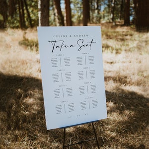 Hochzeits-Sitzplan Vorlage mit Reihen, Sitzplan für die Hochzeit, bearbeitbarer Sitzplan Download, Sitzplan, Tischsitzschild - Celine