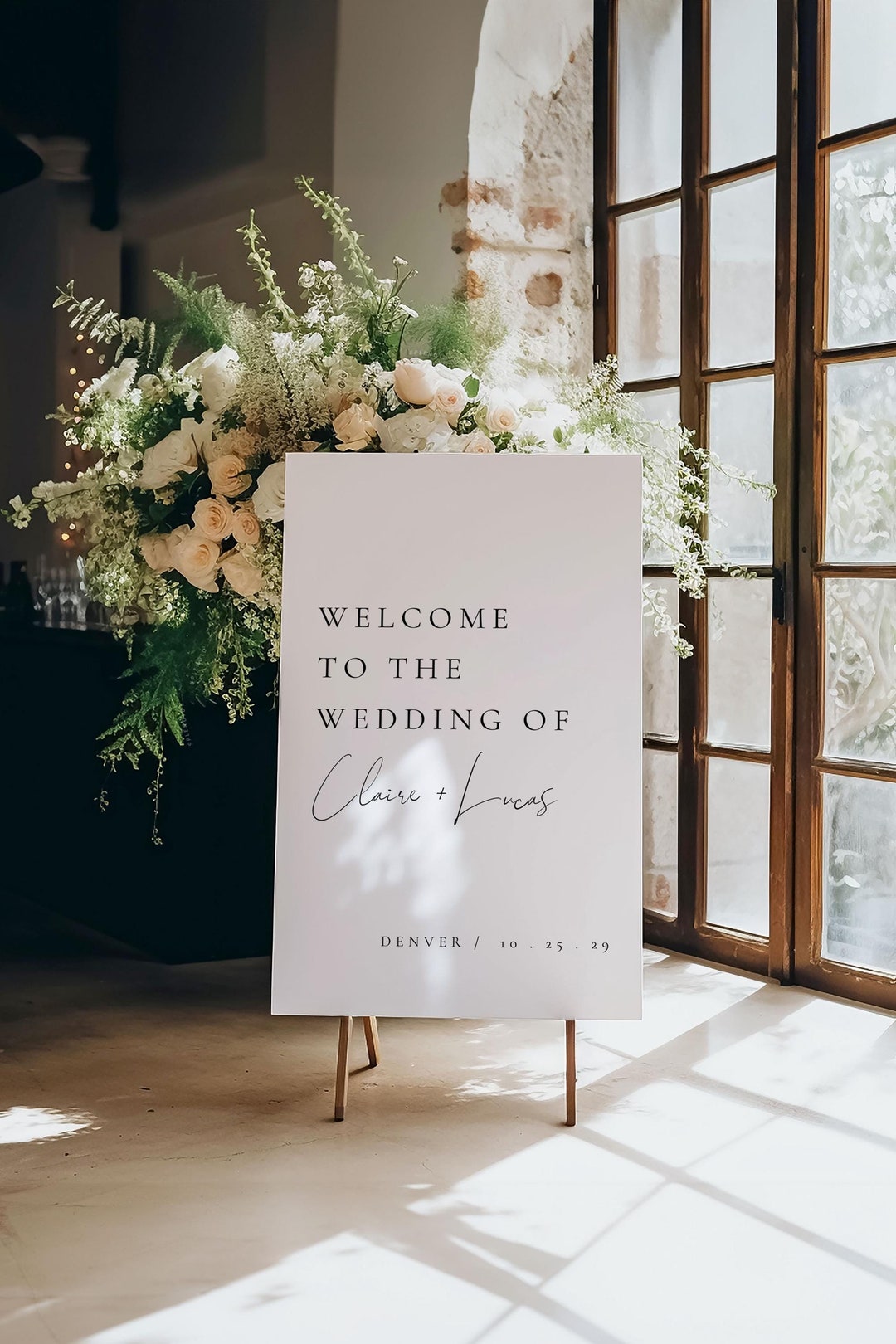 Elegant Wedding Welcome Sign Template, Minimalist Rehearsal Dinner ...