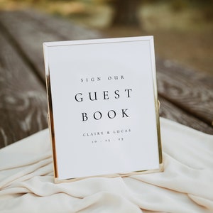 Wedding Guestbook Sign Template, Wedding Visitors Book Sign, Event Guestbook Sign In, Guestbook Table Sign, Sign Our Guest Book - Claire
