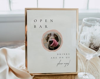 Wedding Open Bar Pet Menu Sign Template, Pet Signature Cocktail Sign, Wedding Drinks Sign, DIY Drinks Menu, Drinks Are On Us Sign - Claire