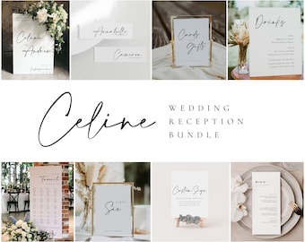 Modern Wedding Sign Bundle: Minimalist Reception Decor Kit (Digital Download) - Celine