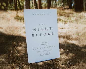 Modern Rehearsal Dinner Sign Template, The Night Before Sign, Elegant Wedding Rehearsal Dinner Welcome, Rehearsal Welcome Sign - Claire