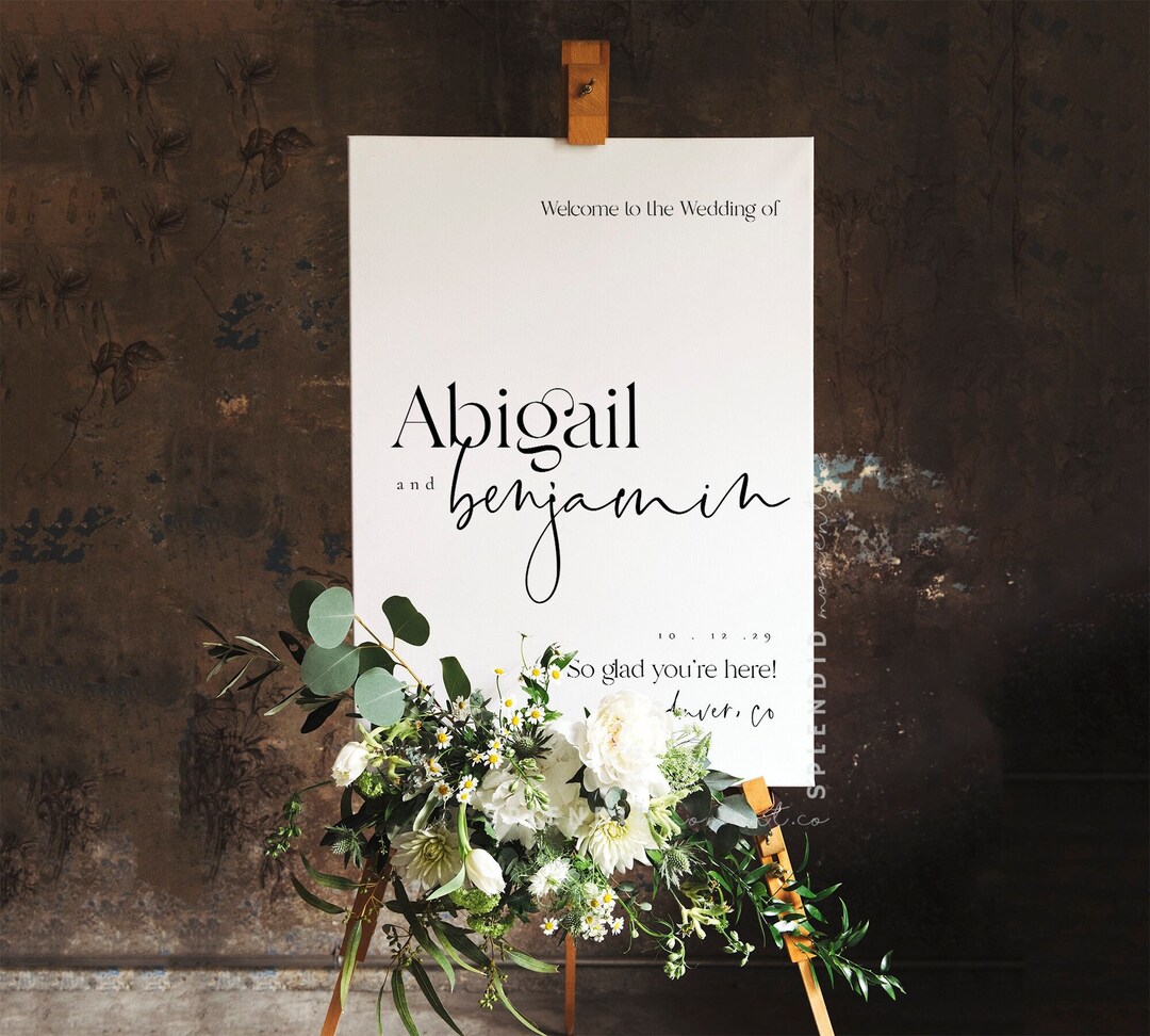 Modern Wedding Welcome Sign Template: Minimalist Abigail Design ...
