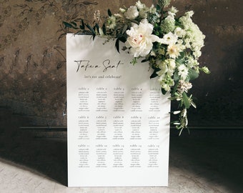 Hochzeitssitzplan Vorlage, Sitzplan für Hochzeit, Empfangsschild, bearbeitbarer Sitzplan - Celine