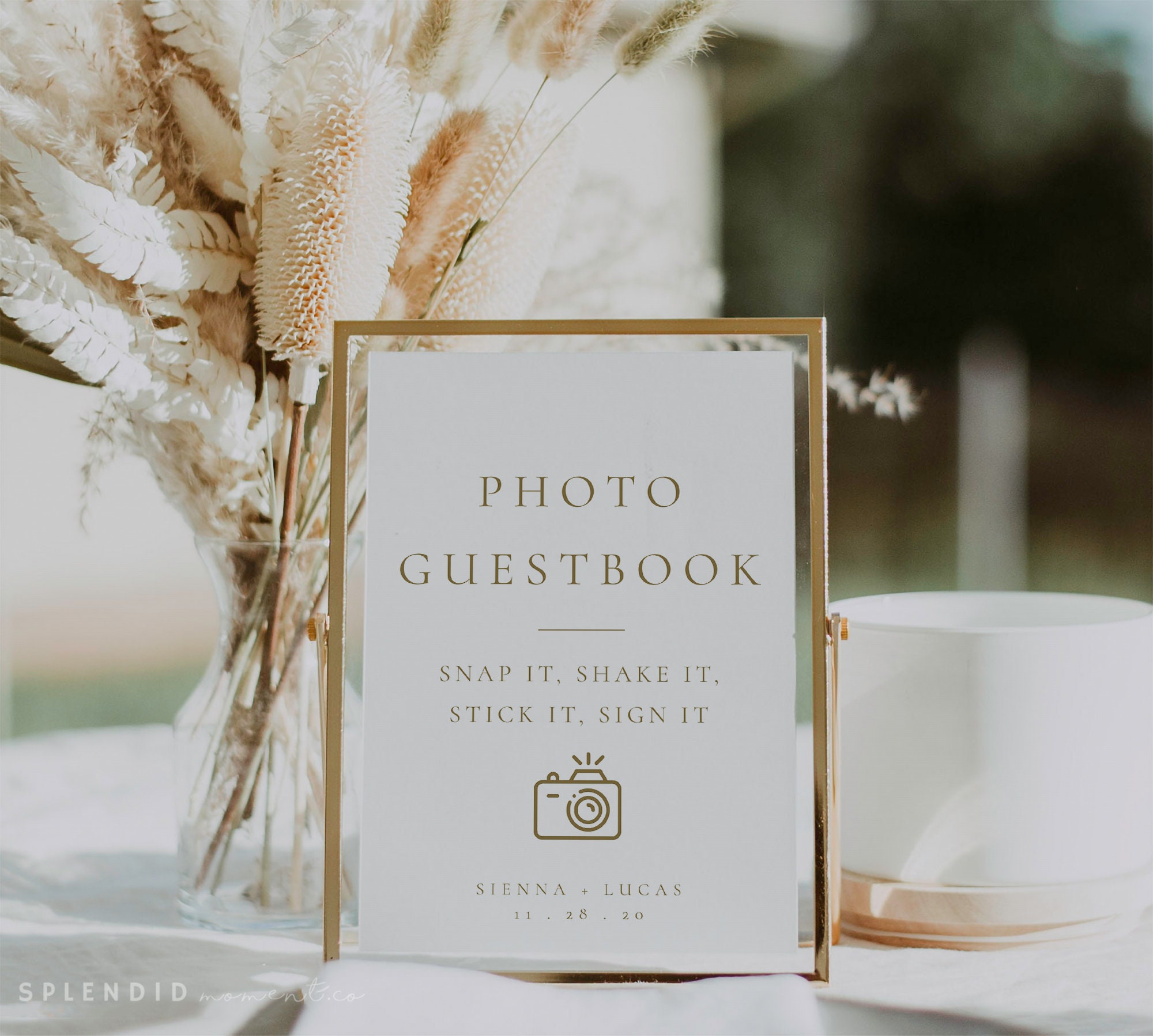 Photo Guestbook Sign Template: Gold Wedding Decor (Digital Download)