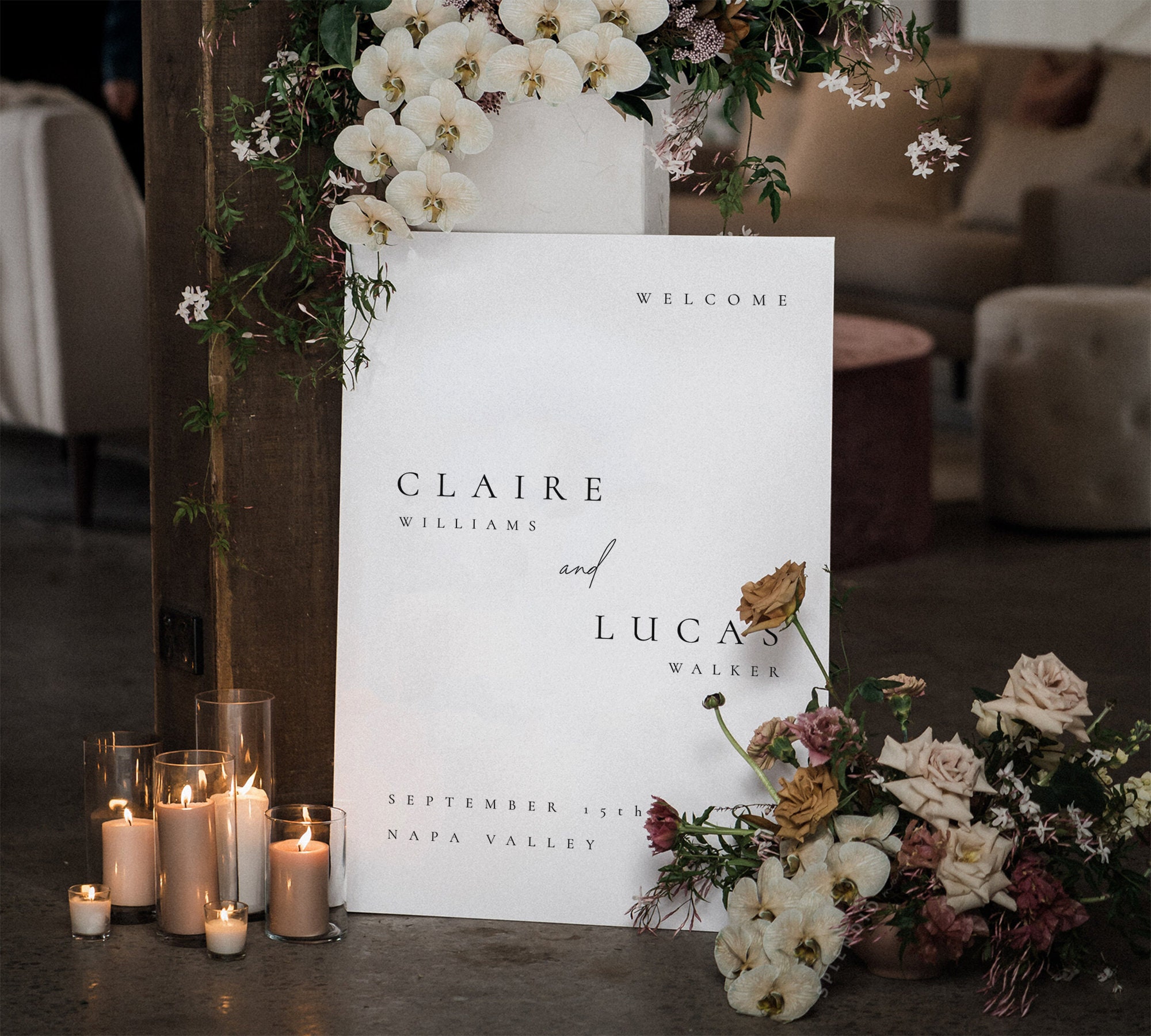 Modern Wedding Welcome Sign Template: Minimalist Ceremony Decor ...