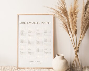 Modern Wedding Seating Chart Template: Gold Our Favorite People (Digital Download) - Sienna