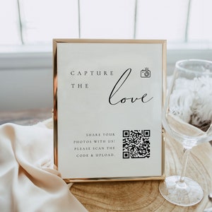 Modern Wedding QR Code Photo Sign Template, Capture the Love Digital ...