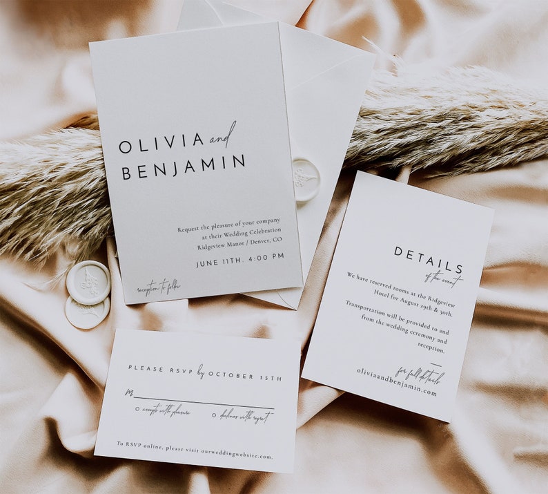 Minimalist Wedding Invitation Set Template