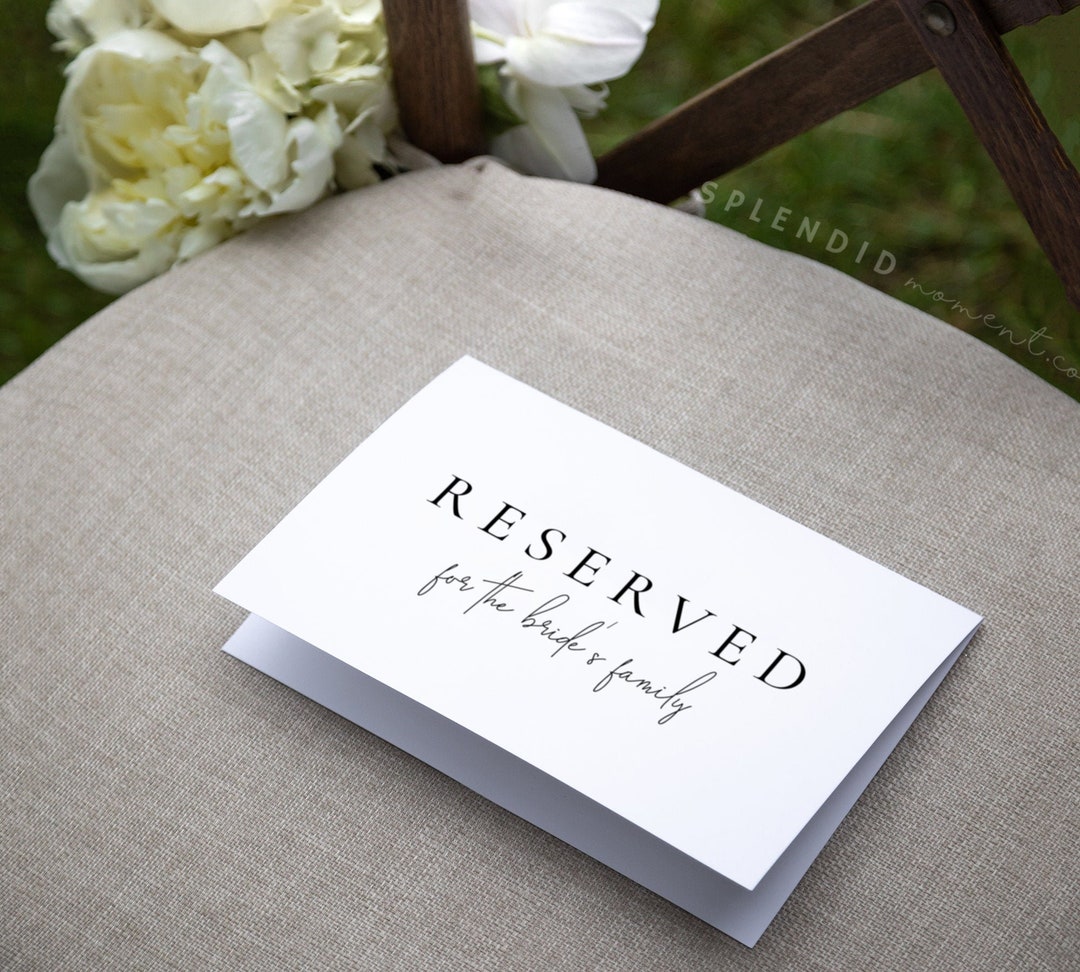 Printable Editable Reserved Wedding Chair or Table Sign for the Bride and Groom's Families, Reserved Seating Table Sign Template Claire - Etsy