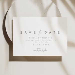 Speichern Sie die Datumsvorlage, minimalistischen Speichern Sie die Datumskarte, Hochzeit Save the Date, erinnern Sie sich an die Datumseinladung, speichern Sie unsere Datumskarte - Liv