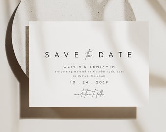 Elegant Save The Date Template, Minimalist Save The Date Card, Wedding Save The Date, Remember The Date Invitation, Save Our Date Card - Liv