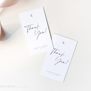 Minimal Thank You Gift Tag Template, Custom Black and White Wedding Thank You Gift Tag, Wedding Favors Gift Tag Thank You Template- Celine