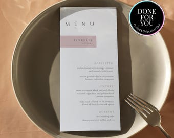 Personalized Wedding Menu Cards Printed, Custom Place Card Menu Cards - Sienna Claire