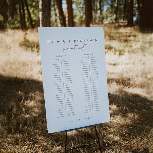 Minimalist Wedding Seating Chart Template: Long Table Seating Plan (Digital Download) - Liv