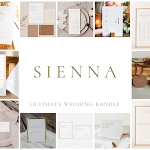 Minimal Wedding Template Bundle, Gold Wedding Invitation Set, Terracotta Invitation Suite, Modern Invitation Suite Ultimate Kit- SIENNA