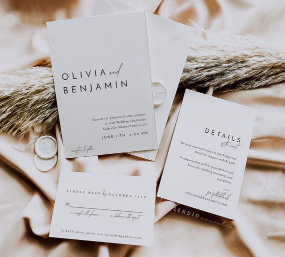 Minimalistic Wedding Invitation Template Minimal Invite 