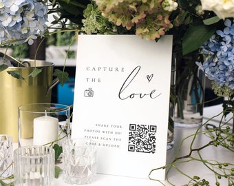 Wedding Photo Guestbook Sign Template: Share the Love QR Code (Digital Download) - Audrey