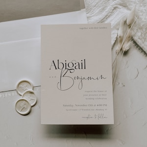 Modern Wedding Invitation Suite Template, Invitation Set with QR Code, Minimalist Wedding Invitation Template Abigail image 5