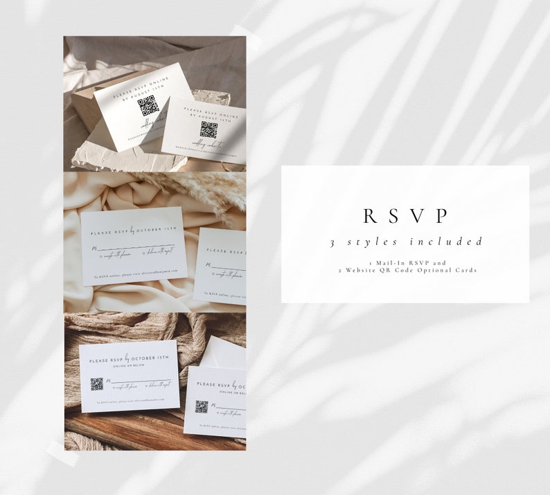 Wedding RSVP Enclosure Cards with QR Code