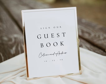 Wedding Guestbook Sign Template, Printable Guest Book Sign, Visitors Book Sign, Sign Our Guest Book, Baby Shower Guestbook Sign - Celine