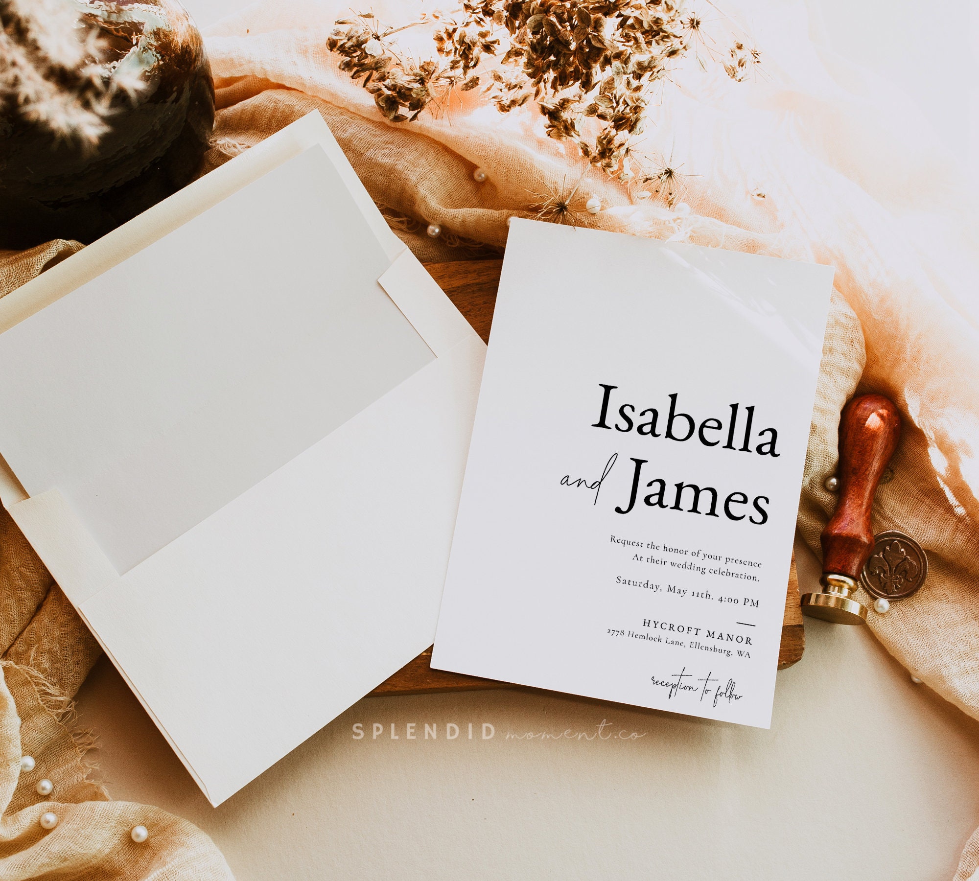 Simple Modern and Elegant Wedding Invitation Template Modern - Etsy