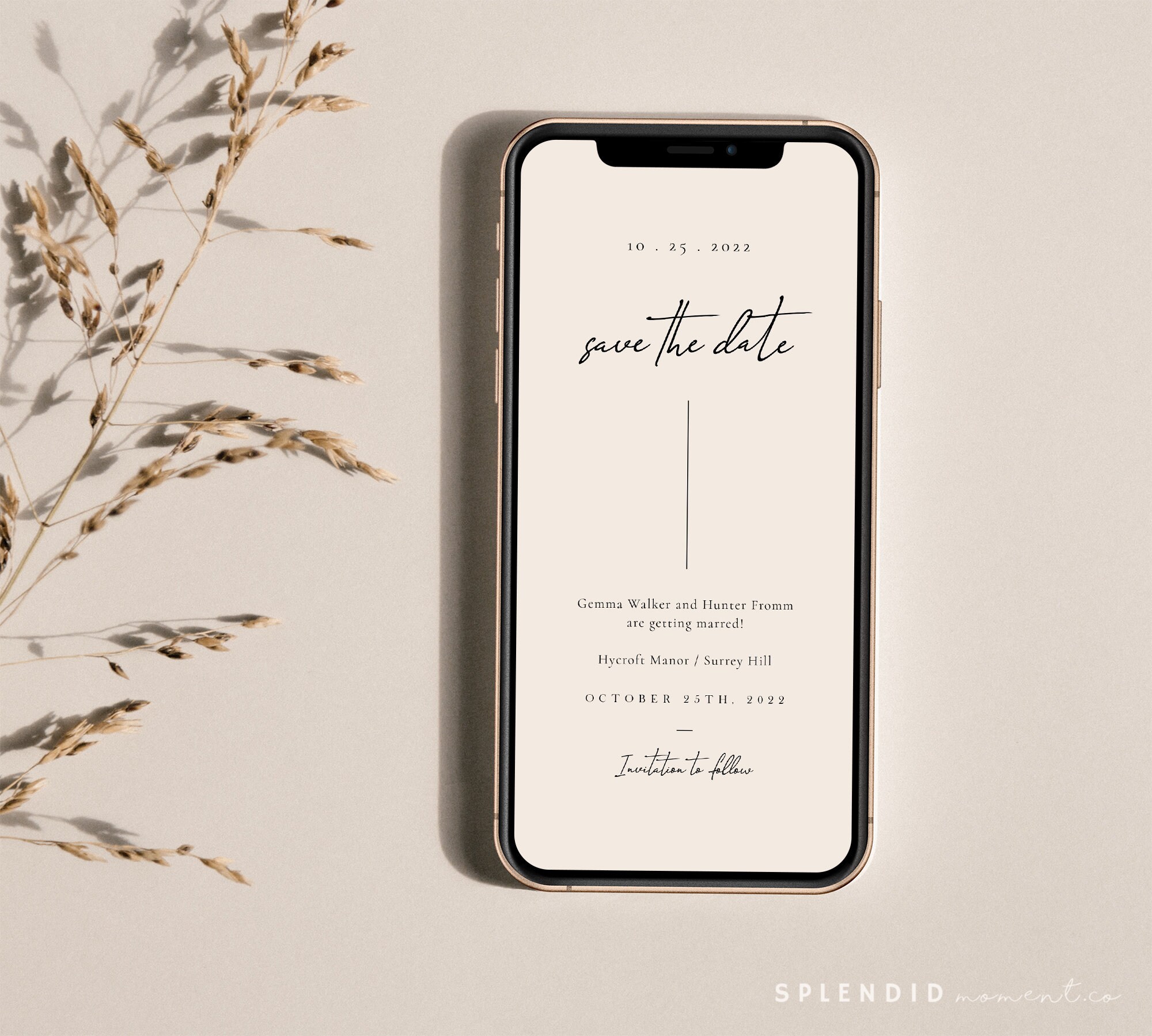 Modern Wedding Save the Date Evite Template Minimalist Save the