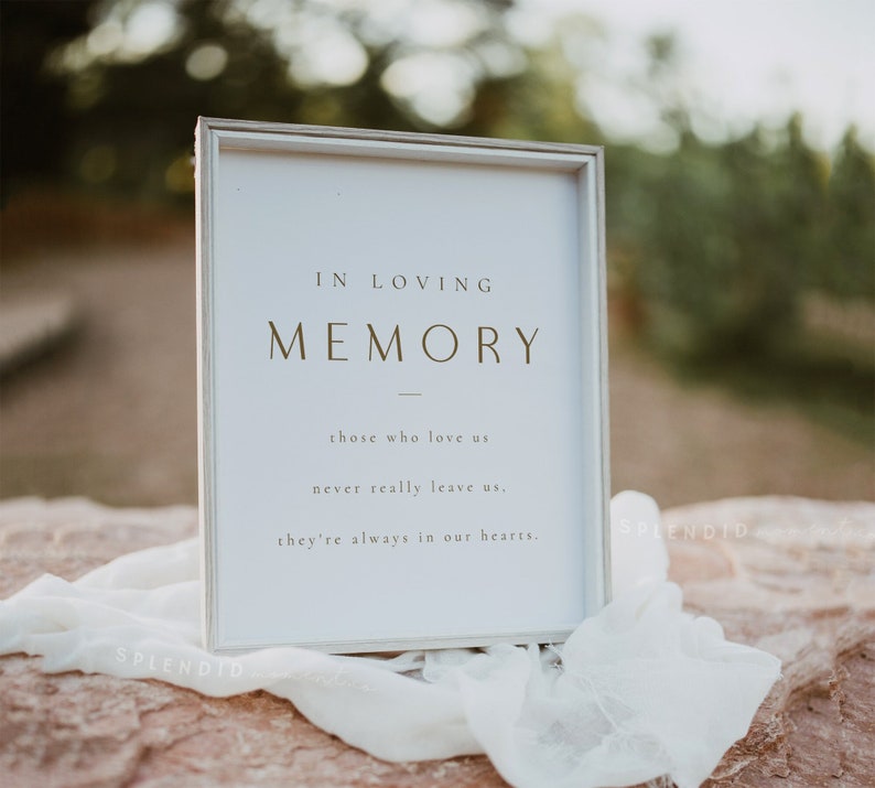 Gold Script In Loving Memory Gold in Loving Memory Sign Template: Minimalist Wedding (digital ...