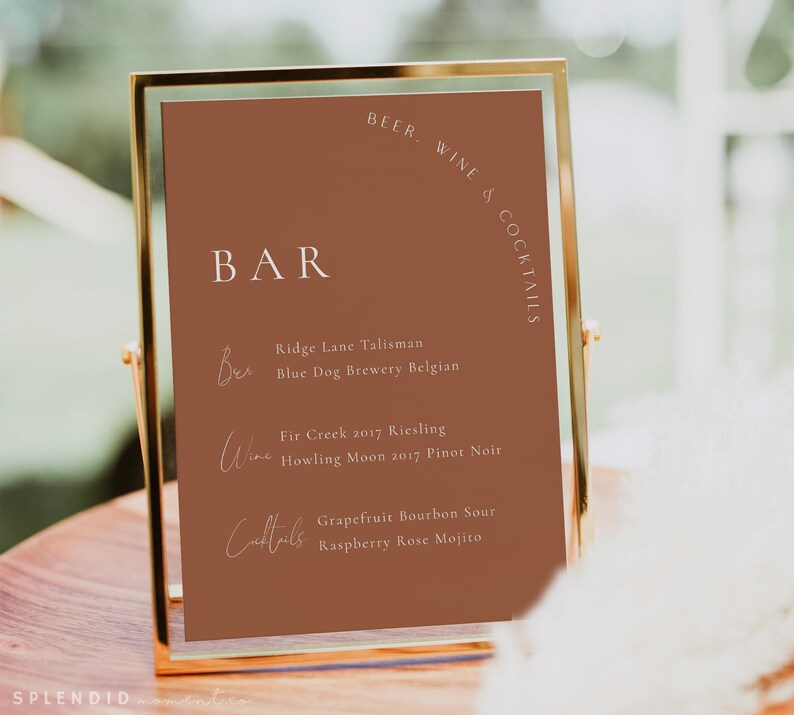 Terrakotta Bar Menü Hochzeit Getränke Schild Moderne Bar Etsy.de