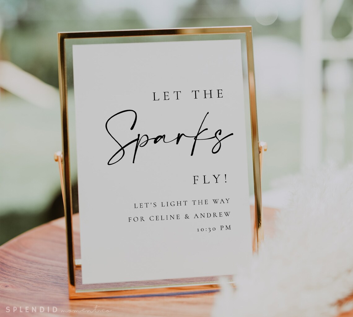 Modern Elegant Wedding Sparkler Send Off Sign Template Let