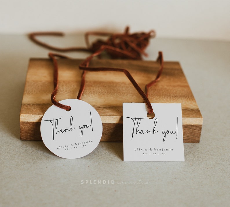 Minimalist Thank You Gift Tag Template Personalized Thank You Etsy