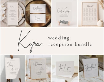 Neutral Modern Wedding Reception Bundle, Editable Wedding Sign Templates, Wedding Kit, Welcome Sign - Seating Chart - Menu & More - Kyra