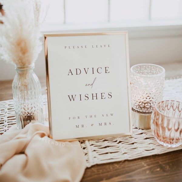 Boho Advice and Well Wishes Sign Template, Please Leave Advice For The Newlyweds, Leave a Message Guestbook Sign, Advice Note Sign  - Hannah