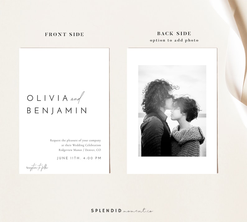 Minimal Wedding Invitation Template, Modern Invitation Template, Editable Printable Elegant Minimalist Wedding Invitation Liv image 5