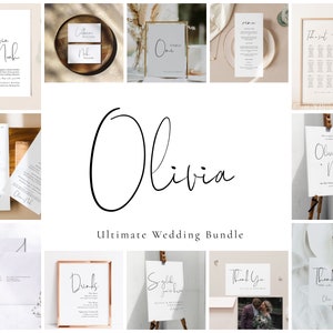 Modern Wedding Template Bundle, Minimal Wedding Invitation Suite Template Download, Big Wedding Kit, Ultimate DIY Wedding Set - OLIVIA