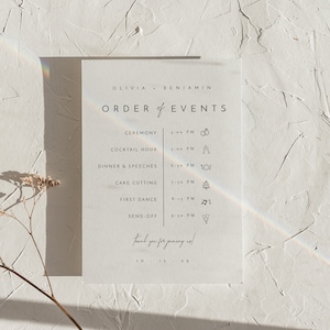 Moderne Hochzeit Timeline Kartenvorlage, Hochzeitsplaner, Hochzeitsplaner, Hochzeitsprogramm - Liv