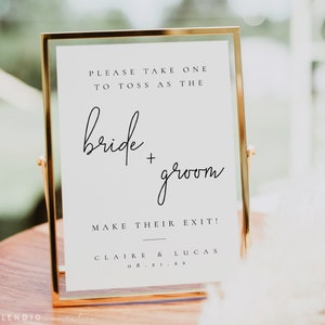 Flower Toss Sign, Petal Toss Sign, Printable Petal Flower Toss Sign, Bride And Groom Sign, Ceremony Exit, Wedding Confetti Sign - Claire