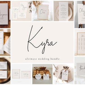 Minimalist Wedding Invitation Template Bundle: Wedding Set KYRA Collection (Digital Download)
