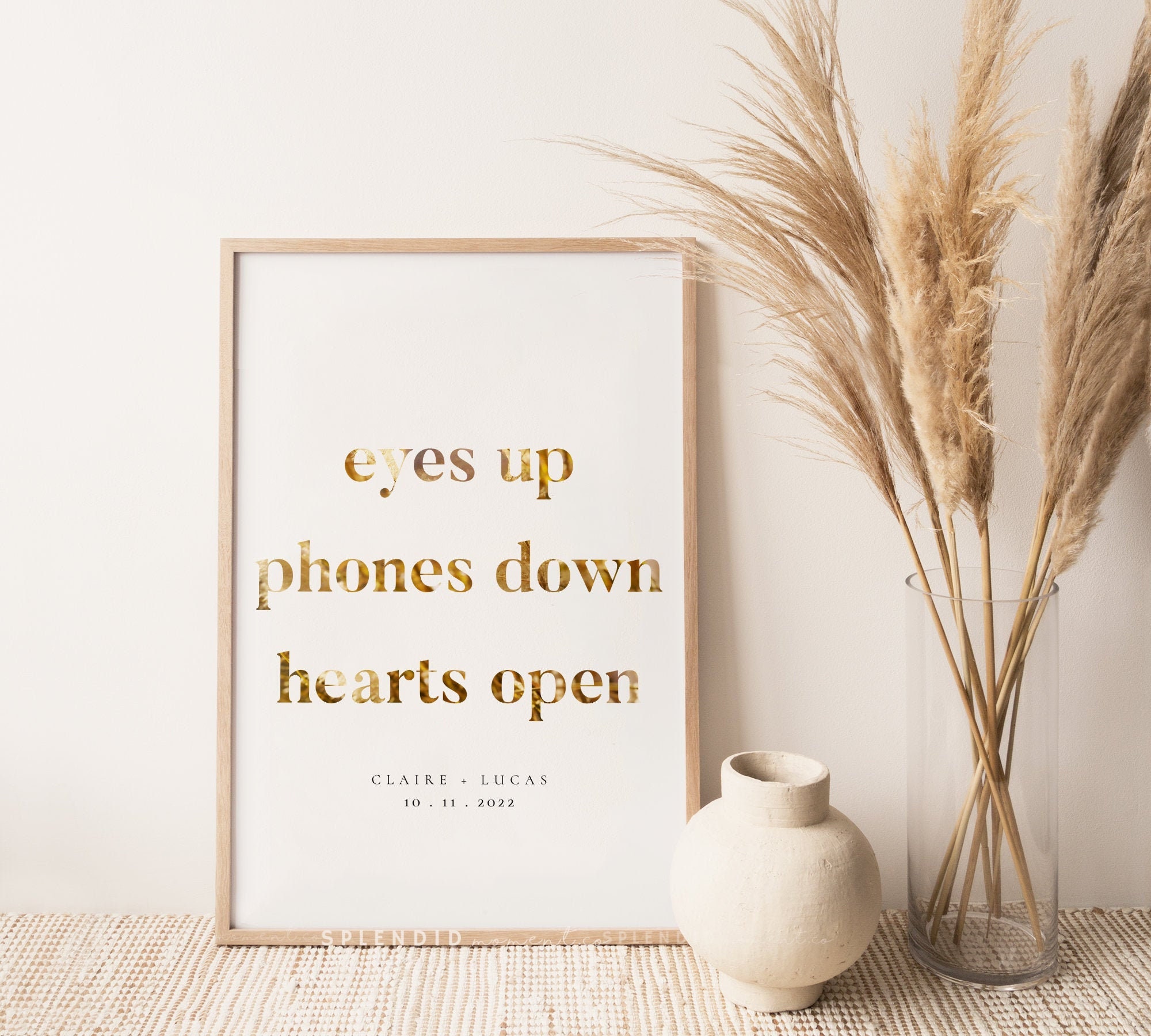 Eyes up Phones Down Hearts Open Sign Template Unplugged Sign Etsy UK